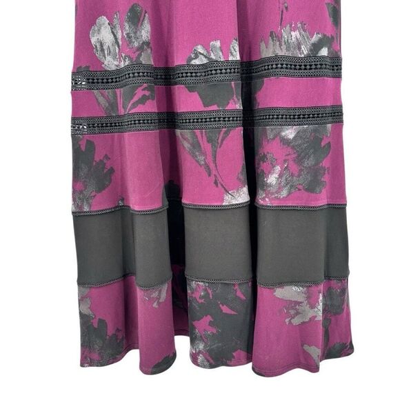 Taylor Boysenberry Blooming Floral Print Black Stripe Midi Dress Size 10 NWT - Picture 5 of 13